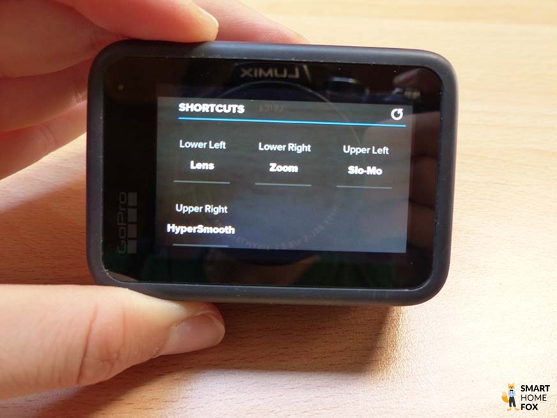 Man sieht die Shortcuts auf der GoPro Hero 9.